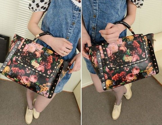 Bolsa Preta Floral