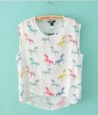Blusa Chiffon Horse
